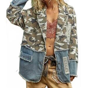 NEW POL camo half denim jacket in camo